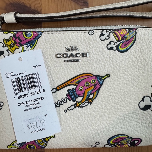 Coach Cosmic Coach Corner Zip Wristlet With Rocket Print - Picture 8 of 9